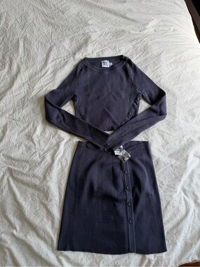 Two-Piece Navy top and skirt set